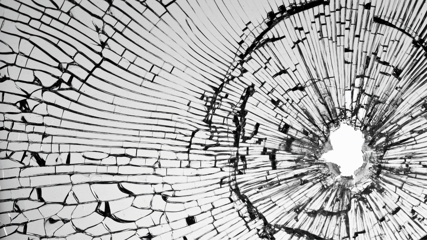 Glass with a bullet hole